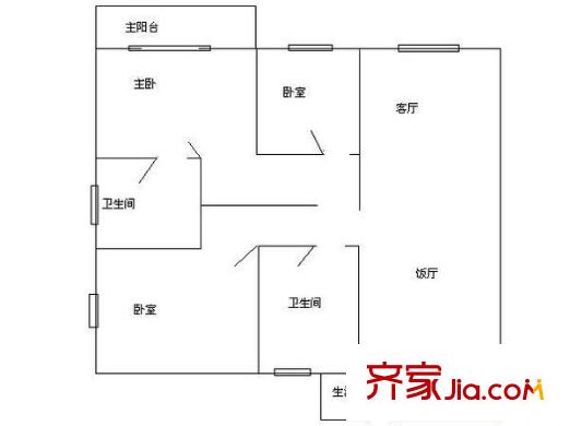 后海公馆 3室 户型图