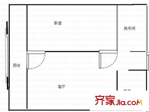 桃苑公寓 1室 户型图