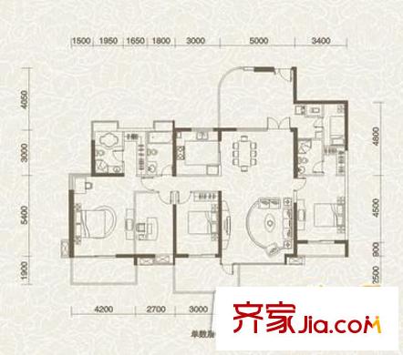 鼎太风华三期4房2厅2卫约145平户型图