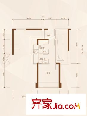 阳光里户型图C户型 1室2厅1卫1厨