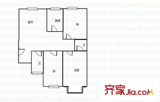 濱東花園 3室 戶型圖