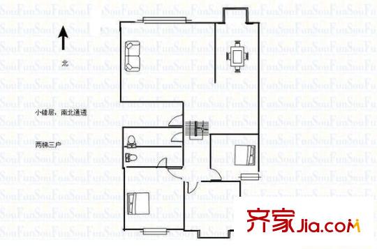 濱東花園 3室 戶型圖