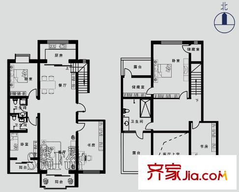 新興國際文教城戶型圖空中別墅戶型 4室2廳3衛(wèi)1廚
