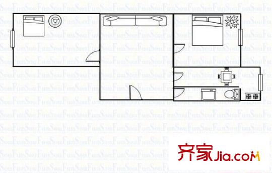 龍騰小區(qū) 2室 戶型圖