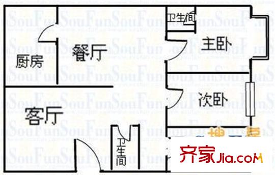 交通小區(qū) 3室 戶型圖