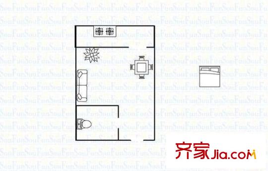 中正花園 1室 戶型圖