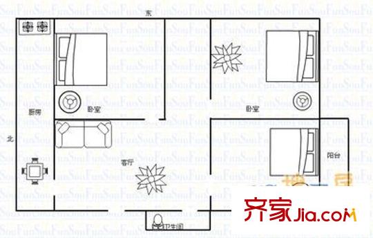 旭然園住宅小區(qū) 3室 戶型圖