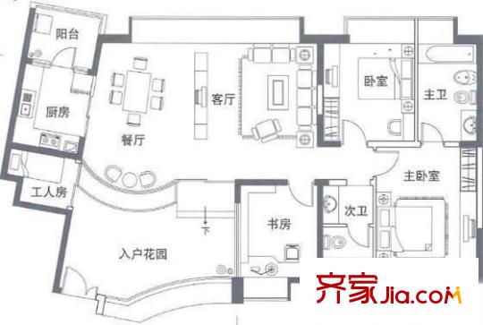 蔚蓝海岸三期 4室 户型图