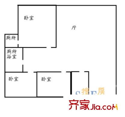 百合山庄 3室 户型图