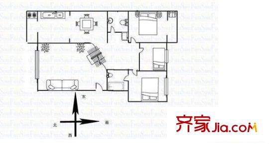 陽(yáng)光地帶 3室 戶型圖