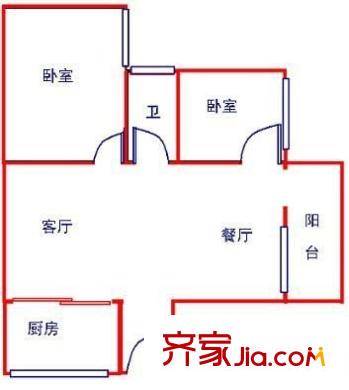 前海花园 2室 户型图