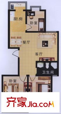綠景新都戶型圖D戶型 3室2廳1衛(wèi)1廚