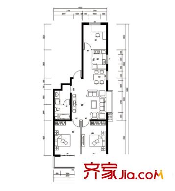 龍城佳苑戶型圖G戶型 3室2廳1衛(wèi)1廚