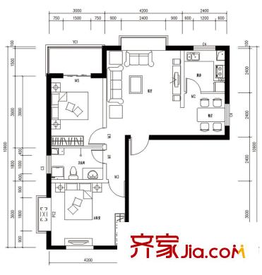 龍城佳苑戶型圖A戶型 2室1廳1衛(wèi)1廚