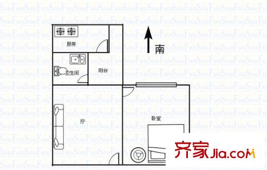 志健时代广场 1室 户型图