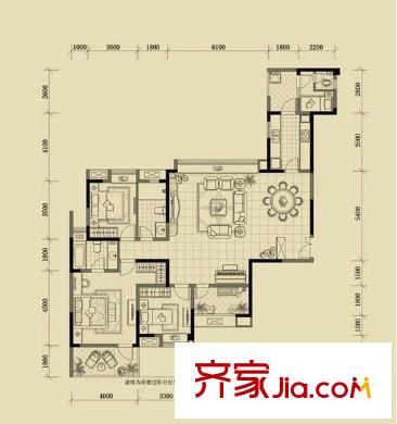 波托菲诺天鹅堡户型图户型图 3室2厅2卫1厨