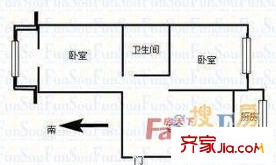 科學(xué)器材宿舍戶型圖4 2室1廳1衛(wèi)1廚