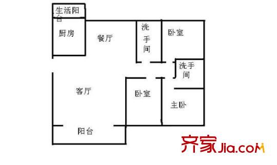 麒麟花园 3室 户型图