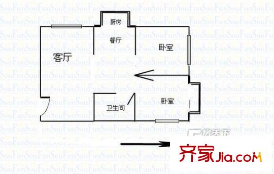 晉劇團(tuán)宿舍戶型圖付費(fèi) 2室