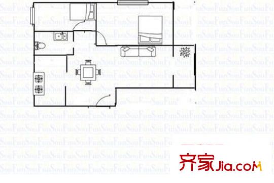 华业玫瑰郡 2室 户型图