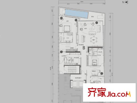 深圳湾1号T3奇数层B户型 4室3厅5卫2厨