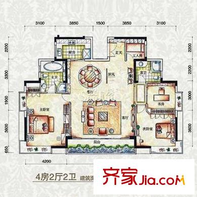 首地容御户型图5号楼01+02 4室2厅2卫1厨