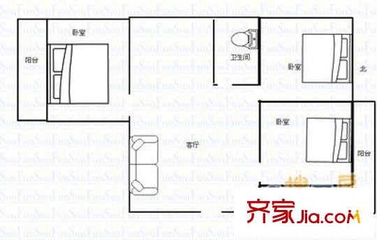 黑龍?zhí)缎^(qū) 3室 戶型圖