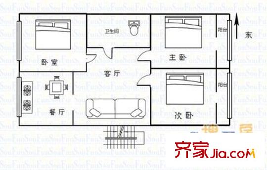 黑龍?zhí)缎^(qū) 3室 戶型圖