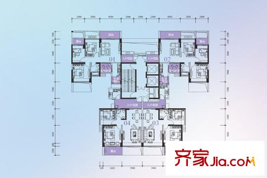 鹏达摩尔城户型图C座七-二十九层奇数标准层 3室2厅2卫1厨