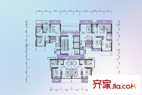 鹏达摩尔城户型图D座七-二十九层奇数标准层 3室2厅2卫1厨