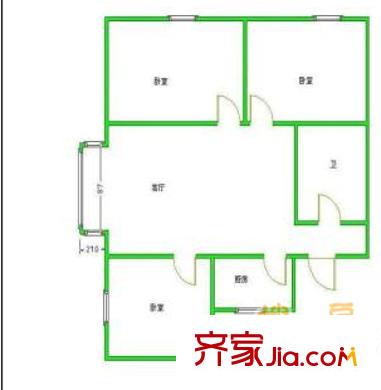 國土廳宿舍 3室 戶型圖