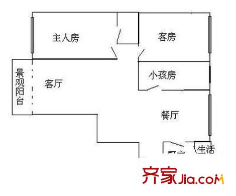 前海金岸 3室 户型图