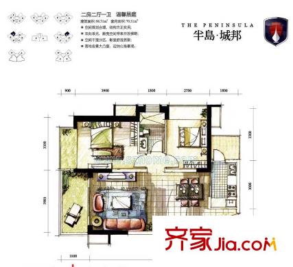 半岛城邦 0室 户型图
