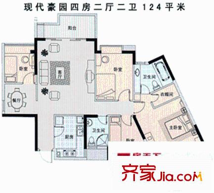 深圳 豪方现代豪园 户型图5