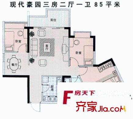 深圳 豪方现代豪园 户型图2