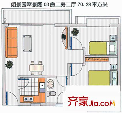 朗景园户型图2室2厅1卫1厨