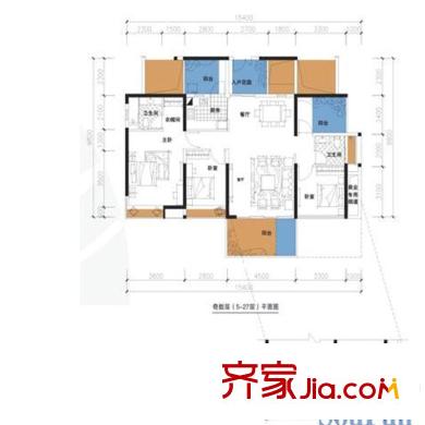宝能太古城南区户型图G/H座C+D户型 4室2厅2卫1厨