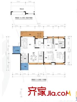 宝能太古城南区户型图G/H座E+F户型 4室2厅2卫1厨