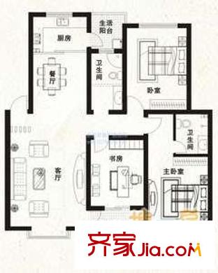 信义锦绣花园 3室 户型图