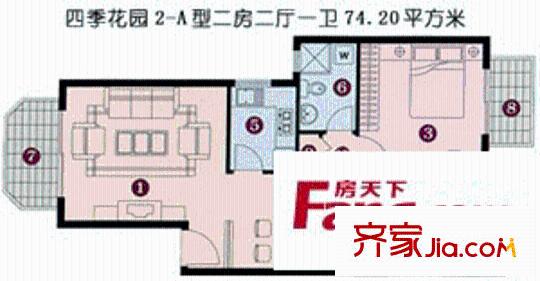 深圳 万科四季花城 户型图2室