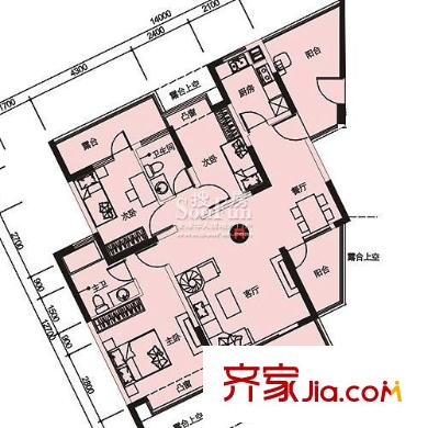 金地梅陇镇户型图19栋a座二单元02a 3室2厅