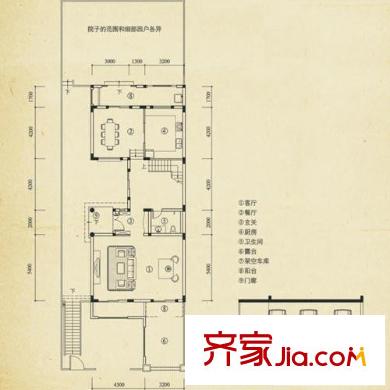 万科清林径户型图葡萄墅A户型一层及车库平面图 3室2厅3卫