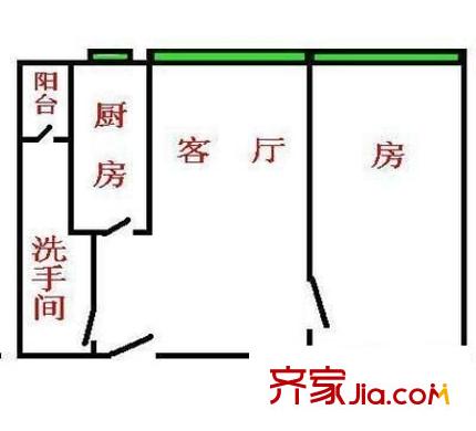 阳光棕榈园 1室 户型图
