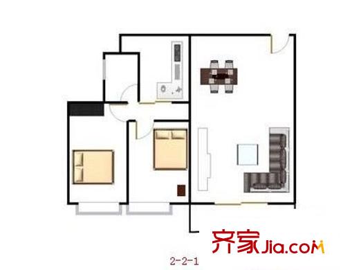 阳光棕榈园 2室 户型图