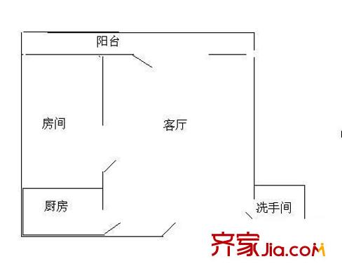 百合星城 1室 户型图