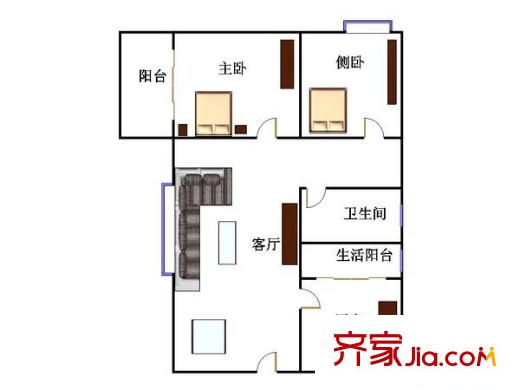 中海怡翠山庄 2室 户型图
