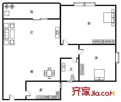 阳光花园 2室 户型图