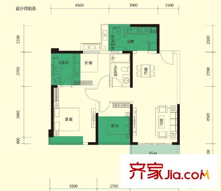 尚水天成4栋A-E座03/04户型 3室2厅2卫1厨