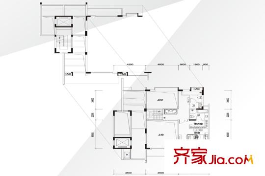 星河时代花园户型图叠墅III户型6层平面图 3室2厅1卫1厨