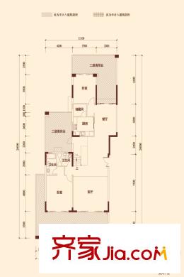 公园大地户型图19栋A座01户型复式下层 5室3厅4卫